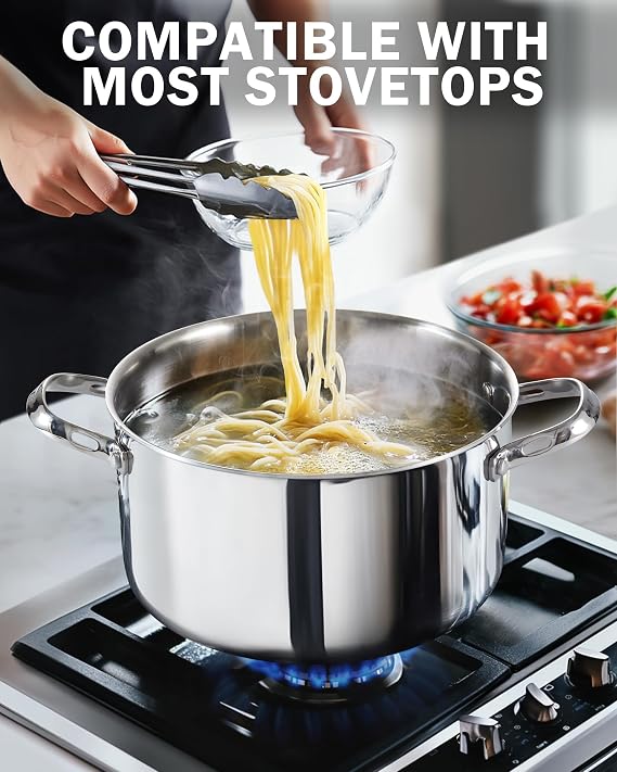 Cooks Standard Multi-Ply Clad 4 Quart Stock Pot, Stainless Steel Dutch Oven