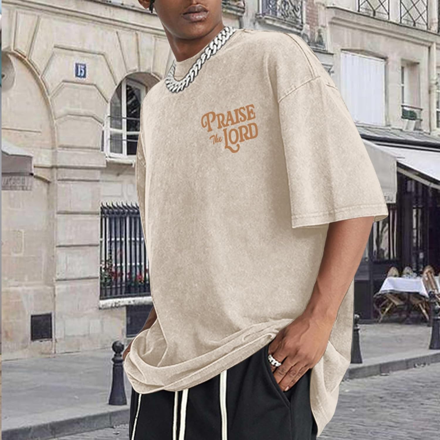 Christian Jesus Shirts for Men Religious Praise The Lord Bible Verse Shirt Oversized Graphic Tees Acid Wash Tshirt image 3