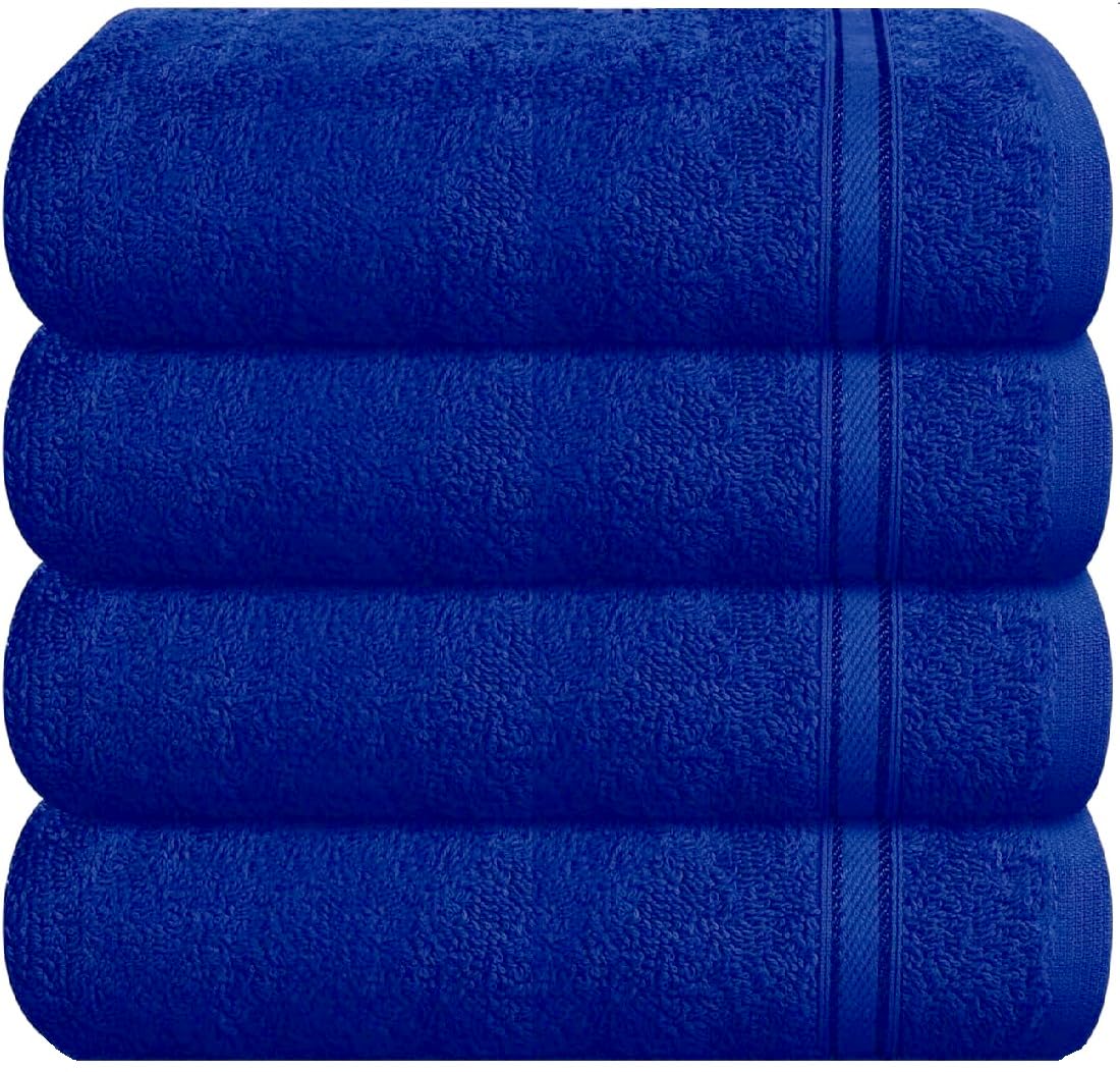 WovenWonder 4 Pack Luxury Face Cloth Towels 100% Egyptian Cotton 800-GSM Extra Soft Washcloth Sets Highly Absorbent Flannels (Royal Blue)