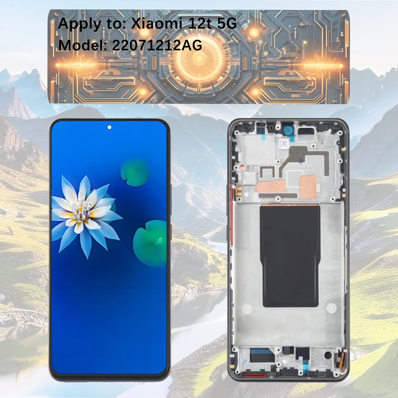 Écran d'affichage pour Xiaomi 12t 5G TFT noir avec cadre