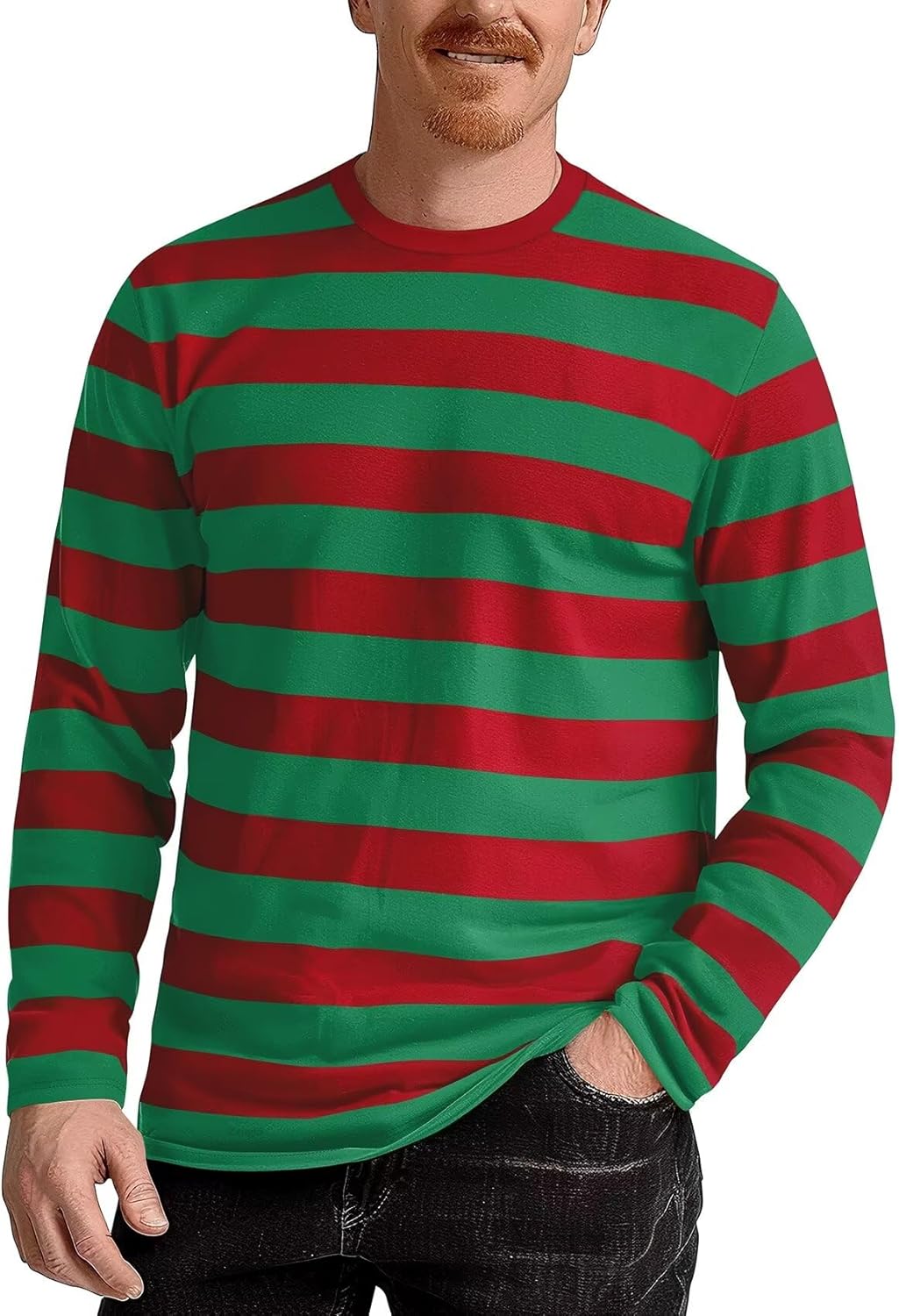 Zengjo Mens Striped T Shirt Short/Long Sleeve Crewneck Tee