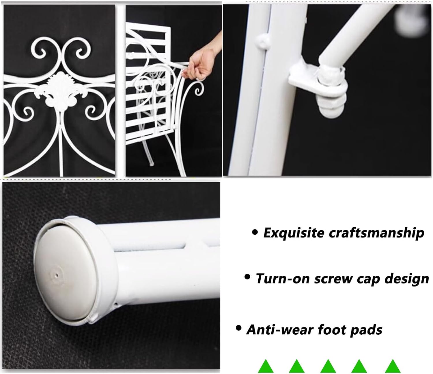 Garden Bench, Park Bench, Patio Outdoor Garden Bench, Front Porch Decor, Metal Bench with Backrest and Armrests, for Porch, Patio, Garden, Lawn, Balcony, Backyard and Indoor(Green)