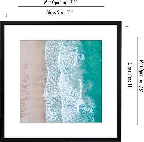Miniatura 2 de Americanflat Portarretratos de 11 x 11 pulgadas con vidrio inastillable, para uso como marco de 8 x 8 pulgadas con paspartú o marco de 11 x 11