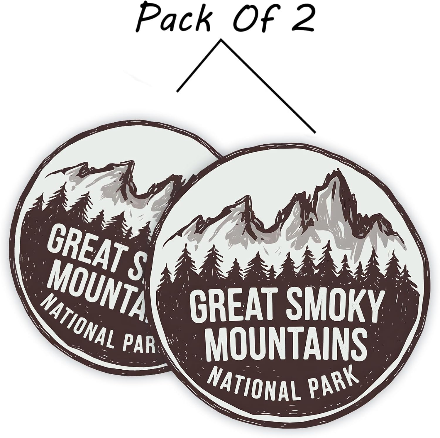レトログレートスモーキーマウンテンズ国立公園ステッカー2枚パック| 4インチ耐久性のある防水デカールノートパソコン、水ボトル、クーラ