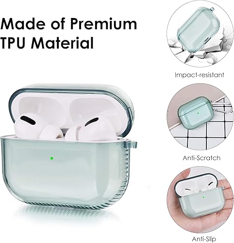 Vista 66 de KOREDA Funda para AirPod Pro de 2ª/1ª generación, funda protectora transparente de TPU suave y transparente a prueba de golpes, diseñada con llavero