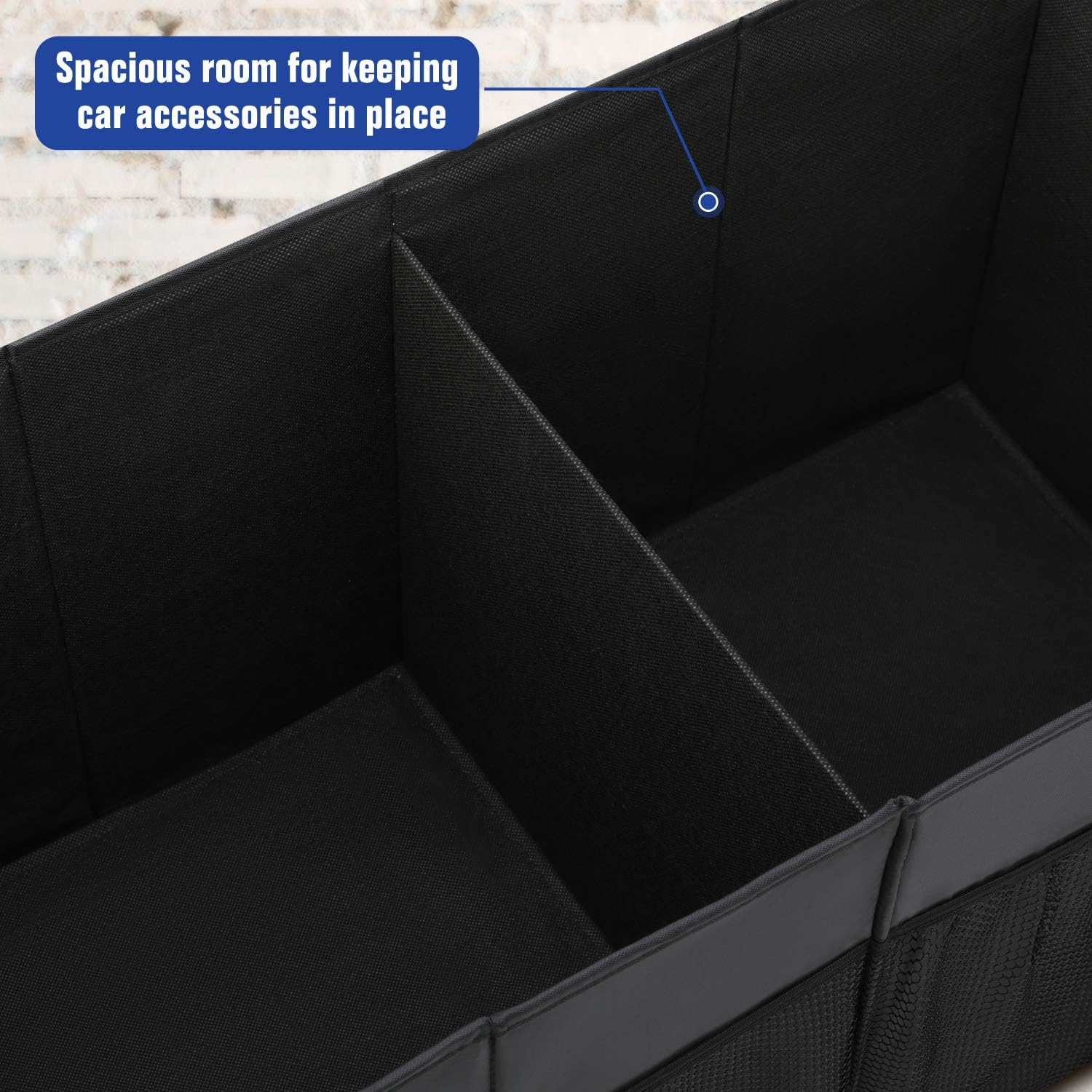 MaidMAX Trunk Organizer for Car SUV Storage with Two Handles and Side Pockets, Foldable, Black, 25.5 Inches Long : Automotive