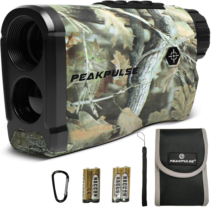 PEAKPULSE Telémetro de caza 1400Yds - Zoom 6X, compensación de ángulo, IP54 resistente al agua para cazadores de ciervos y arcos