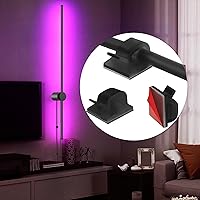 Vista 9 de Juego de dos apliques de pared LED RGB con control remoto, 15 modos de color, atenuación, bricolaje rotación de 180°, apliques de pared negros