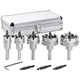 EZARC Carbide Hole Saw Kit, 5 Piece Carbide Tipped Hole Cutter with Pilot Drill bit for Hard Metal, Stainless Steel, Iron, Aluminum, Alloy