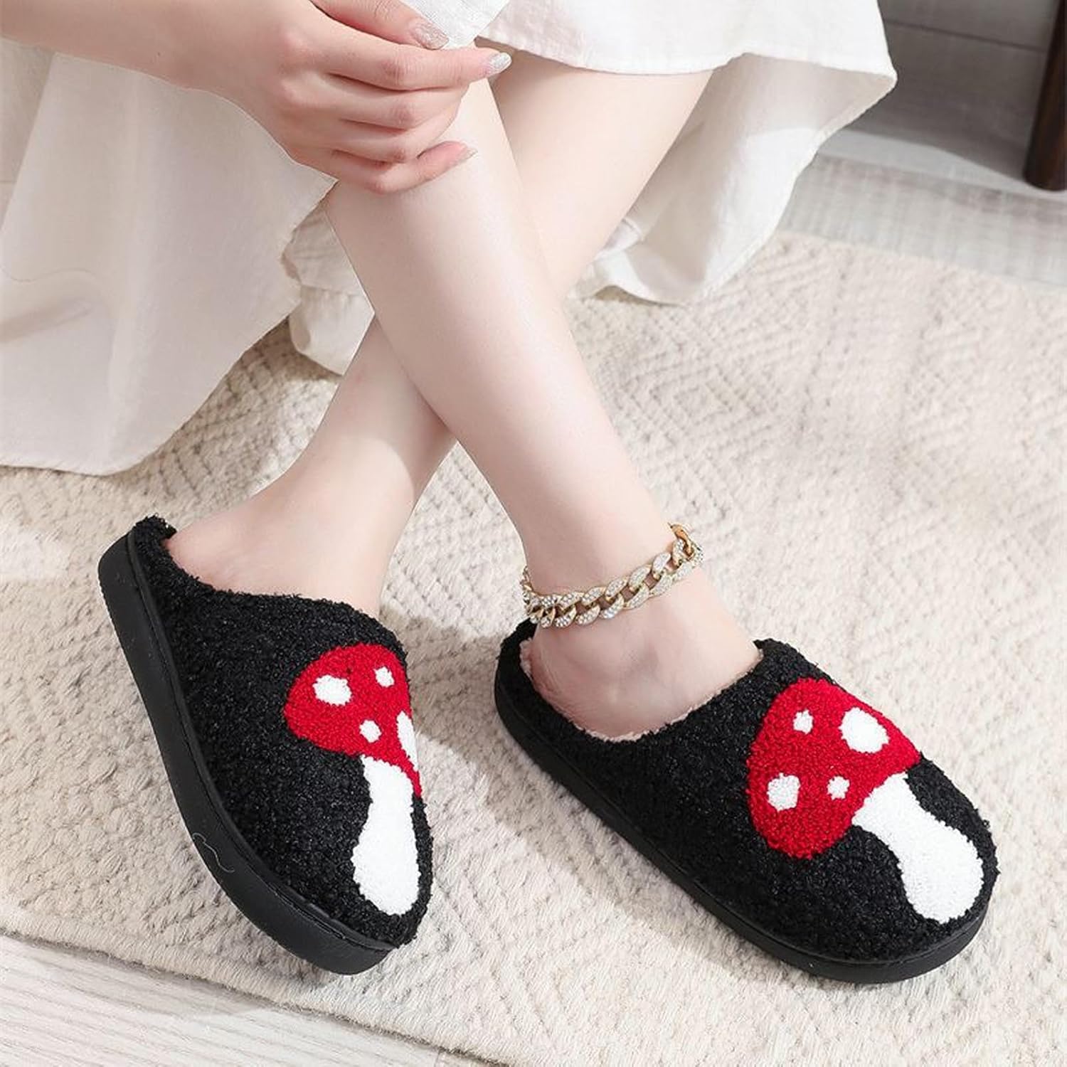 Christmas Slippers Reindeer Slippers for Women and Men Holiday Halloween Slippers Indoor Bedroom Fluffy Warm Fleece Slippers Winter Soft Cozy Home Non-Slip Soft Plush Slip-on Wool Lined House Shoes - Image 2