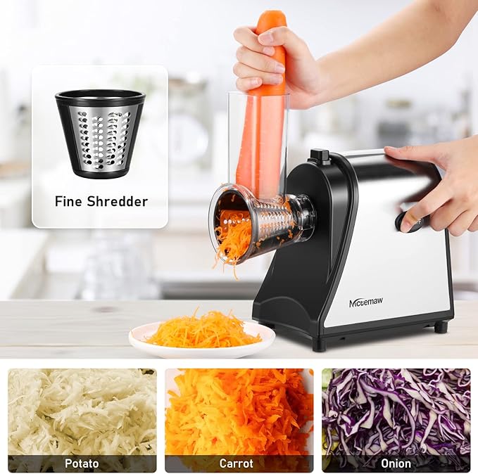 Rallador Eléctrico de Queso 5 en 1 250W Homdox Negro/Plateado miniatura 3