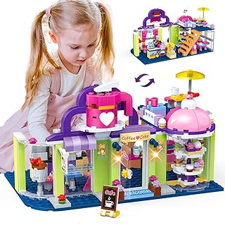 HOGOKIDS Friends Building Blocks Toys for Girls - Cake Café Shop Building Set with Cash Register, Coffee Machine, Party Bedroom Playset | Construction Bricks Kit for Girls Boys Kids Ages 6+ Years Old