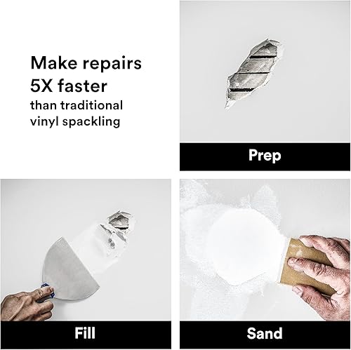 Miniatura 3 de 3M Kit de reparación de agujeros grandes de alta resistencia, incluye compuesto Spackling de 12 onzas, esparcidor, esponja de lijado, placa de
