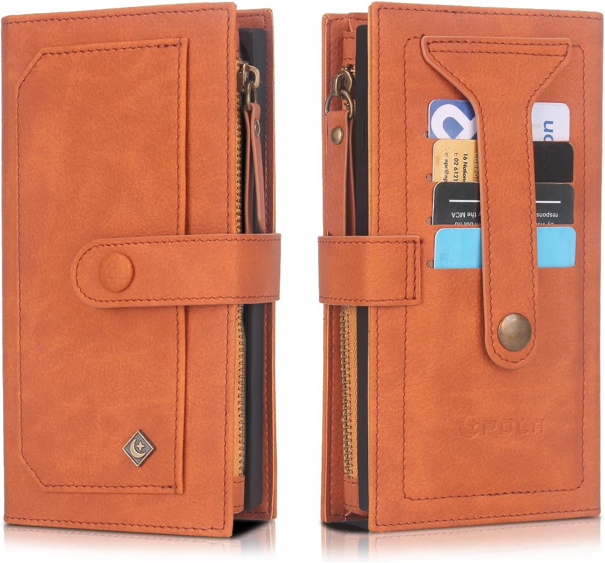 Flip Case for iPhone 8 and iPhone SE 2020/2022,Multi-Function Leather Wallet Cover Zipper Pocket Card Slot Magnetic Detachable Case