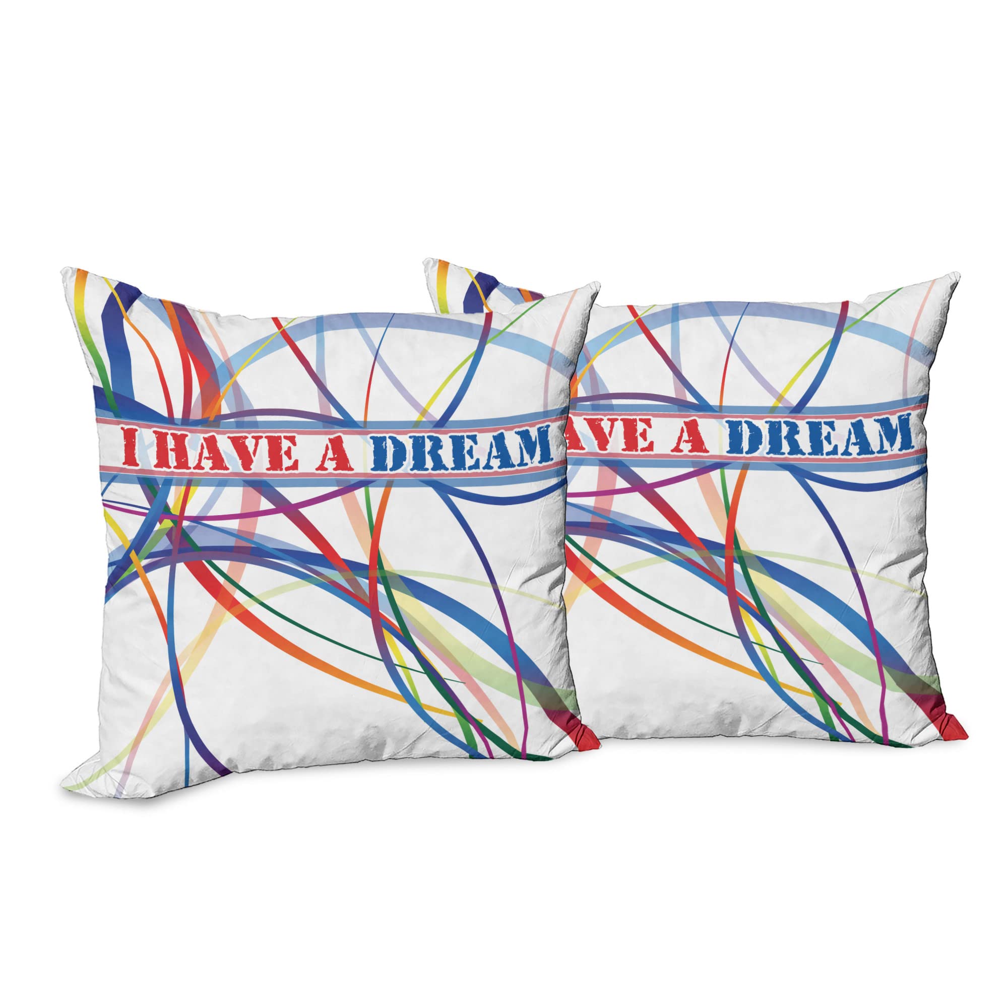 Lunarable Saying Throw Pillow Cushion Cover Pack of 2, I Have a Dream Famous Words by MLK Black History Month American Artwork, Zippered Double-Side