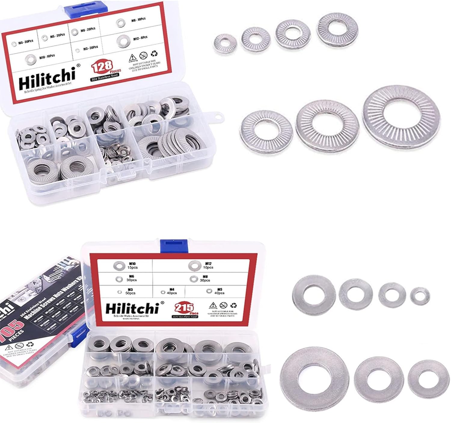 Hilitchi 215Pcs [M3 M12] Metric 304 Stainless Steel