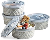 Vista 12 de Ramequines de 177 ml con tapas aptos para horno, pequeños ramequines de crema catalana con cubiertas, juego de 4 ramequines de cerámica, tazones