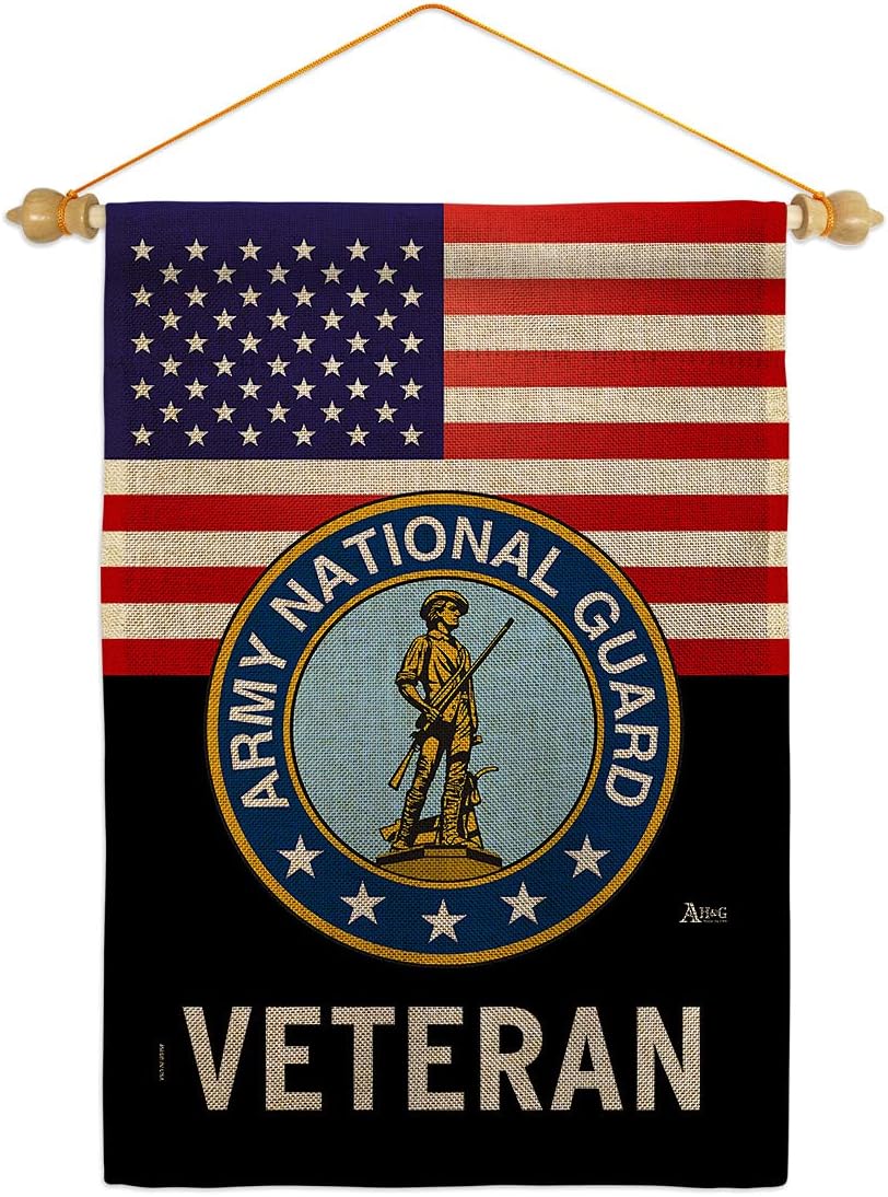 National Guard US Army Veteran Garden Flag Armed Forces ANG United State American Military Retire Official Small Decorative Gift Yard House Banner Double-Sided Made In USA 13 X 18.5