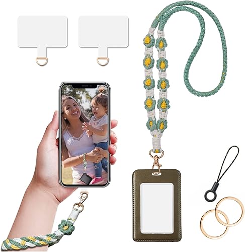 Lostars Macrame Keychain Handmade Wristlet Keychain Wrist Lanyard for Keys Cute flower keychain Key Chain for Women