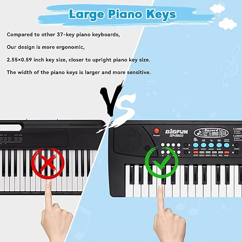 Miniatura 6 de Piano de 37 teclas para piano musical para niños, teclado de piano para niños con micrófono, teclados electrónicos portátiles para principiantes,