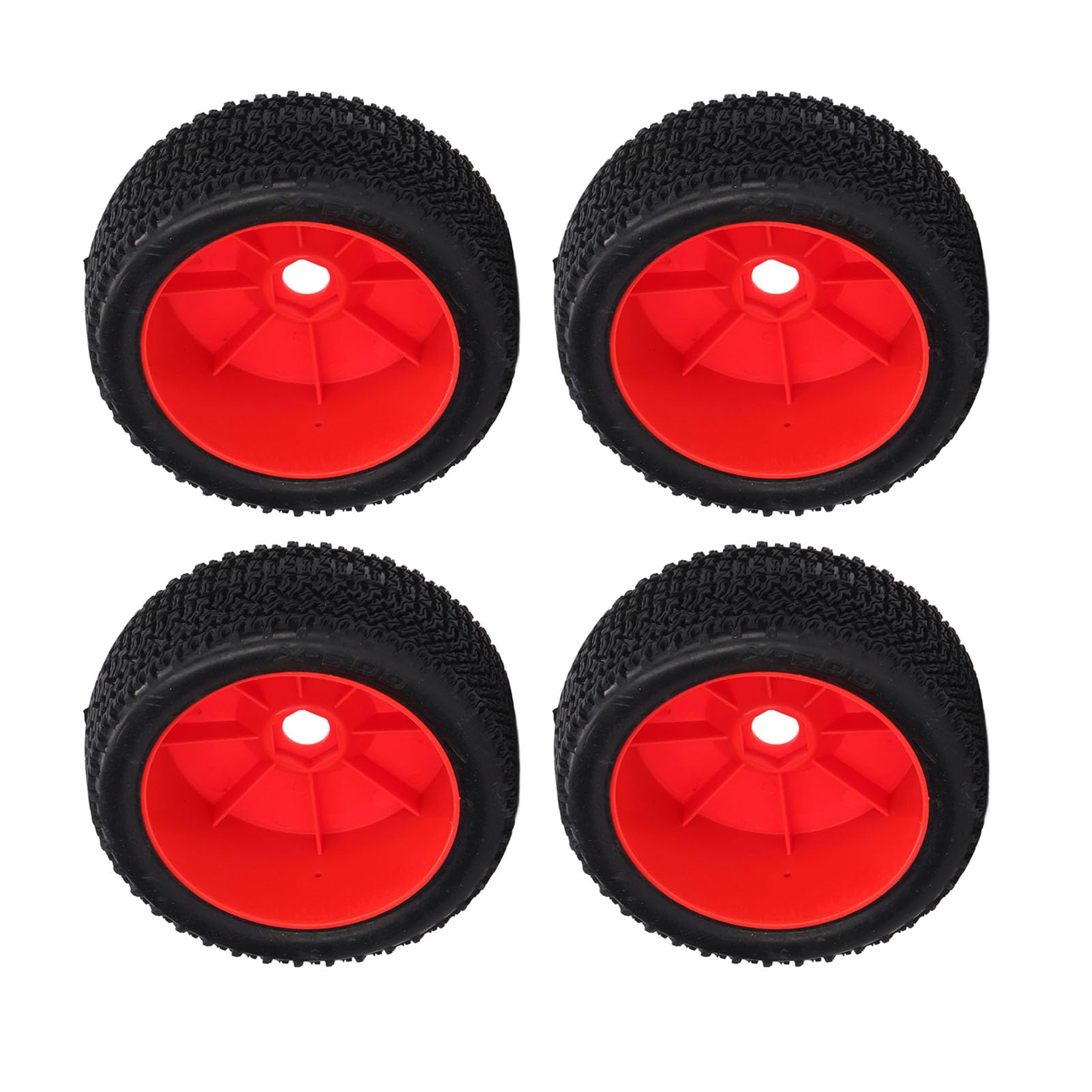 Opony samochodowe RC X600 Bieżnik Wysokiej jakości gumowe plastikowe opony zamienne do TRAXXAS SLASH 1/10 RC Short Truck Zestaw 4 sztuk z adapterami W zestawie nakrętki i klucz (Czerwony)