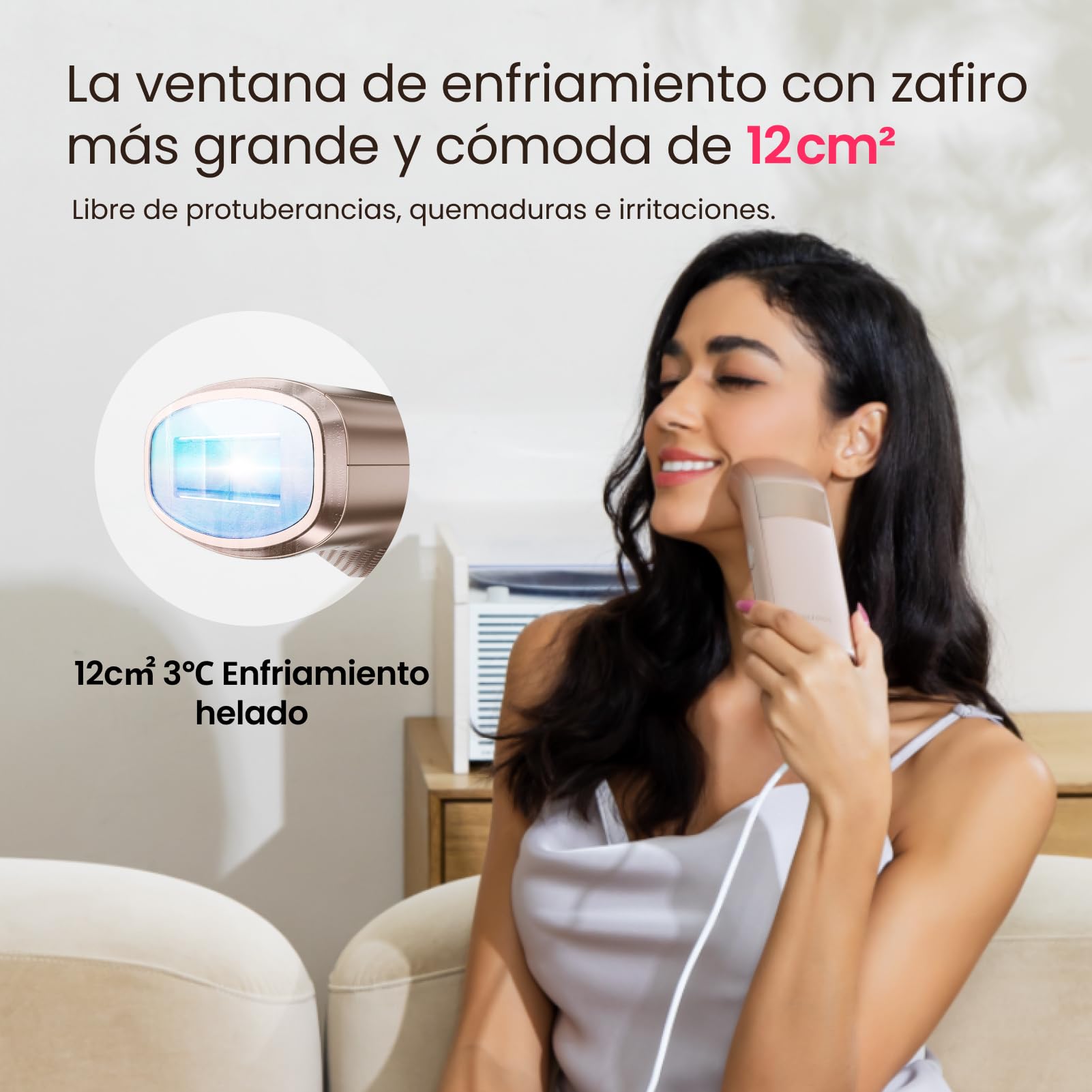 25J Depiladora Laser, Depiladora Luz Pulsada Mujer Hombre con TRIPLE-Pulso, 12 cm² Indolora Zafiro 3℃ Hielo Enfriamiento, Depilación Permanente para Cara, Axilas, Bikini, Cuerpo, Alternativa al Salón