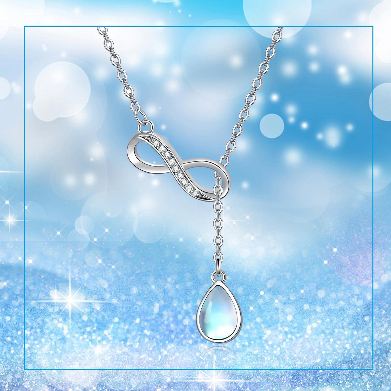 REDSUN Mondstein Halskette S925 Sterling Silber Keltischer Knoten Kette Regenbogen Mondstein Halskette Anhänger Schmuck für Damen Mädchen Mutter Tochter Frau Geschenk