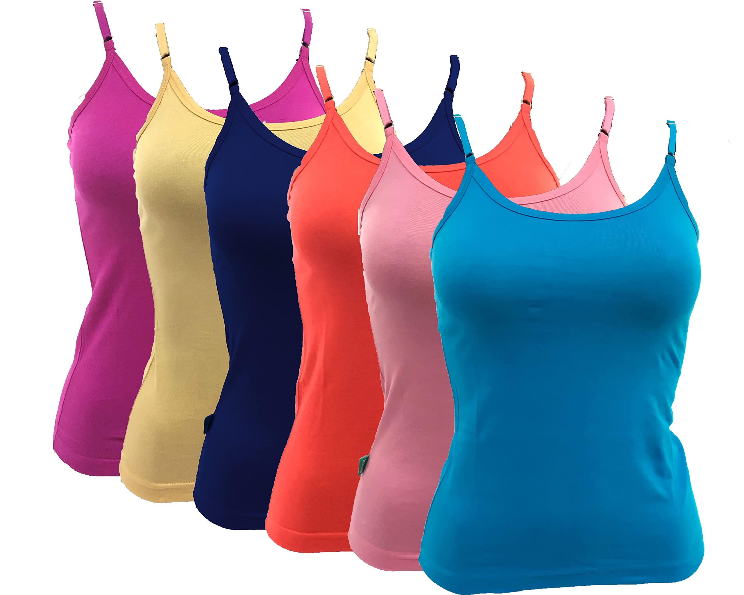 Women's Cotton Camisole with Adjustable Strap Folding Slip Spaghetti Top Innerwear (Pack of 6)-image-27