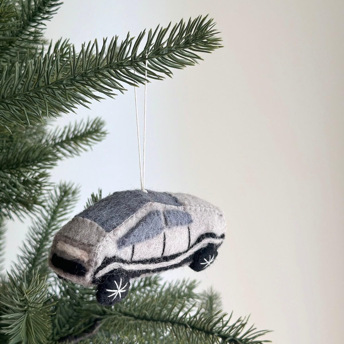Handmade Felt Cybertruck Christmas Ornament, Tesla EV Tree Ornaments, Fair Trade Wool Hanging Ornament, Boho Christmas Cybertruck Ornaments, Unique Handmade Gift from Nepal