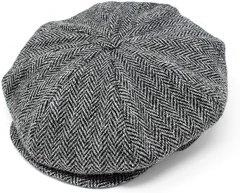 Hanna Hats Traditional Irish Tweed Eight Piece Cap. Unisex Newsboy Cap. Button Crown & Taffeta Lining. 100% Made in Ireland.