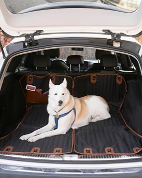Owleys SUV Cargo Liner for Dogs, Waterproof Dog Cargo Cover for SUV with Hard Bottom, Non-Slip Trunk Liner with Bumper Flap, Mesh Window & Storage Pocket, Universal Fit