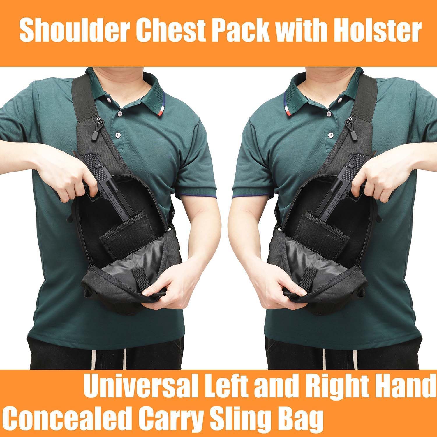 Concealed Carry Gun Bag for Men & Women, Sling Pistol Bag for Handguns CCW Shoulder Bag Tactical Crossbody Chest Pack Range Bags with Holster - Image 7