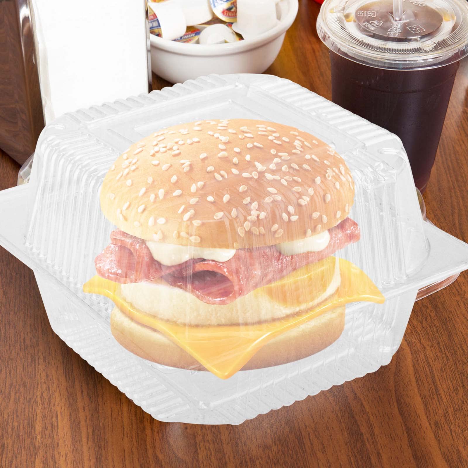 JEUIHAU 200 scatole trasparenti per fette di torta, contenitori individuali con coperchio, scatole quadrate per torte, scatole in plastica trasparente per cupcake, panini, hamburger e insalata