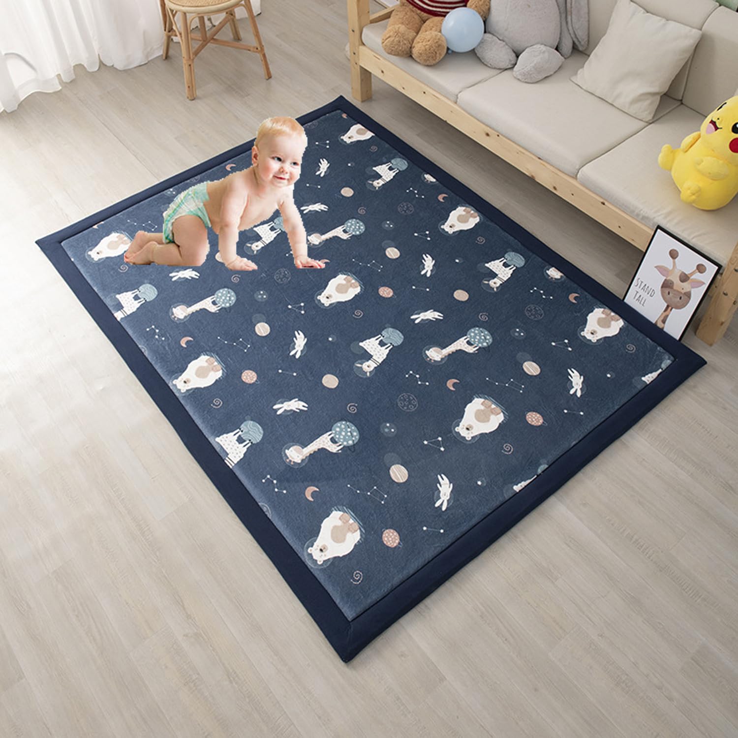 Tappeto Morbido E Antiscivolo Per Bambini, Camera Da Letto E Soggiorno – Tappetino Spesso Per Gattonare, In Velluto Corallo, Con Retro Antiscivolo (grande Formato Pieghevole)