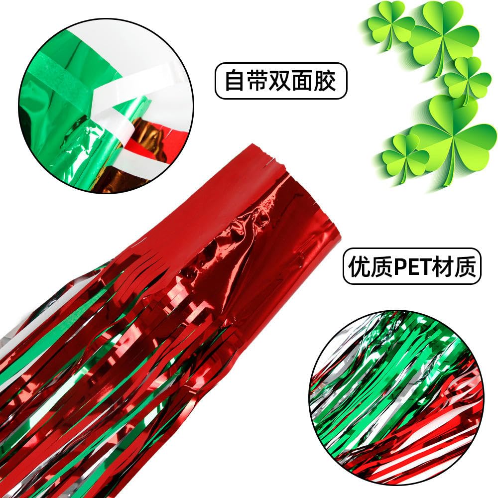 THAYLA 200/250/300 cm Goutte 6 pièces Rouge Argent Vert Paillettes Rideau de Pluie Frange Rideau guirlandes Toile de Fond Frange en Feuille métallique pour décor de fête Scintillant