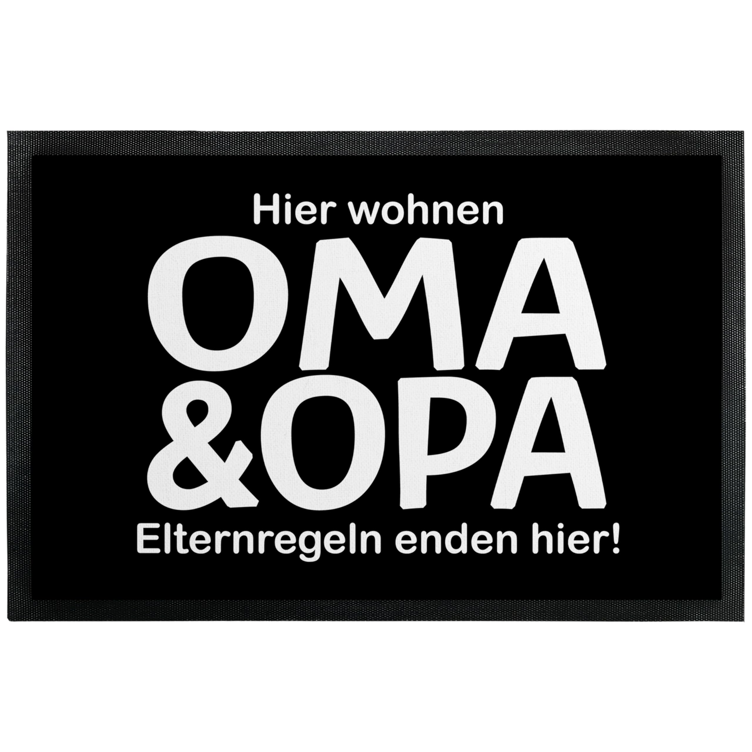 True Statements Deko-Fußmatte 75 x 50 cm Hier wohnen Oma & Opa - Geschenk für Großeltern zur Rente - rutschfeste Schmutzfangmatte Türvorleger Eingangstürmatte Fußabtreter Innen & Außen