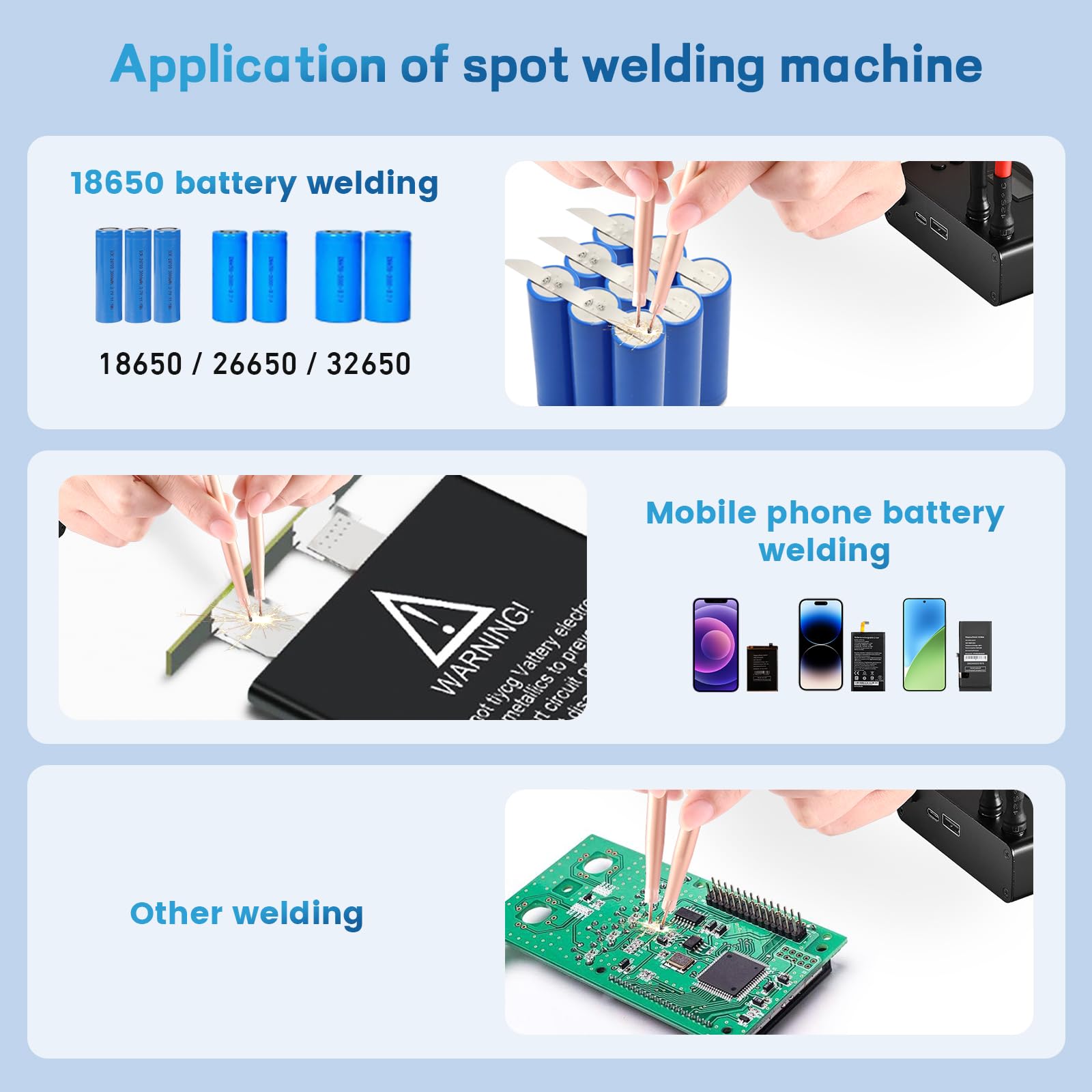 soudeuse par point, Ovshnrr 7500 mAh Mini Batterie Soudaire Spot, Affichage LCD 1,5 '' Amélioré 70 engrenages réglables avec feuille de nickel 5m
