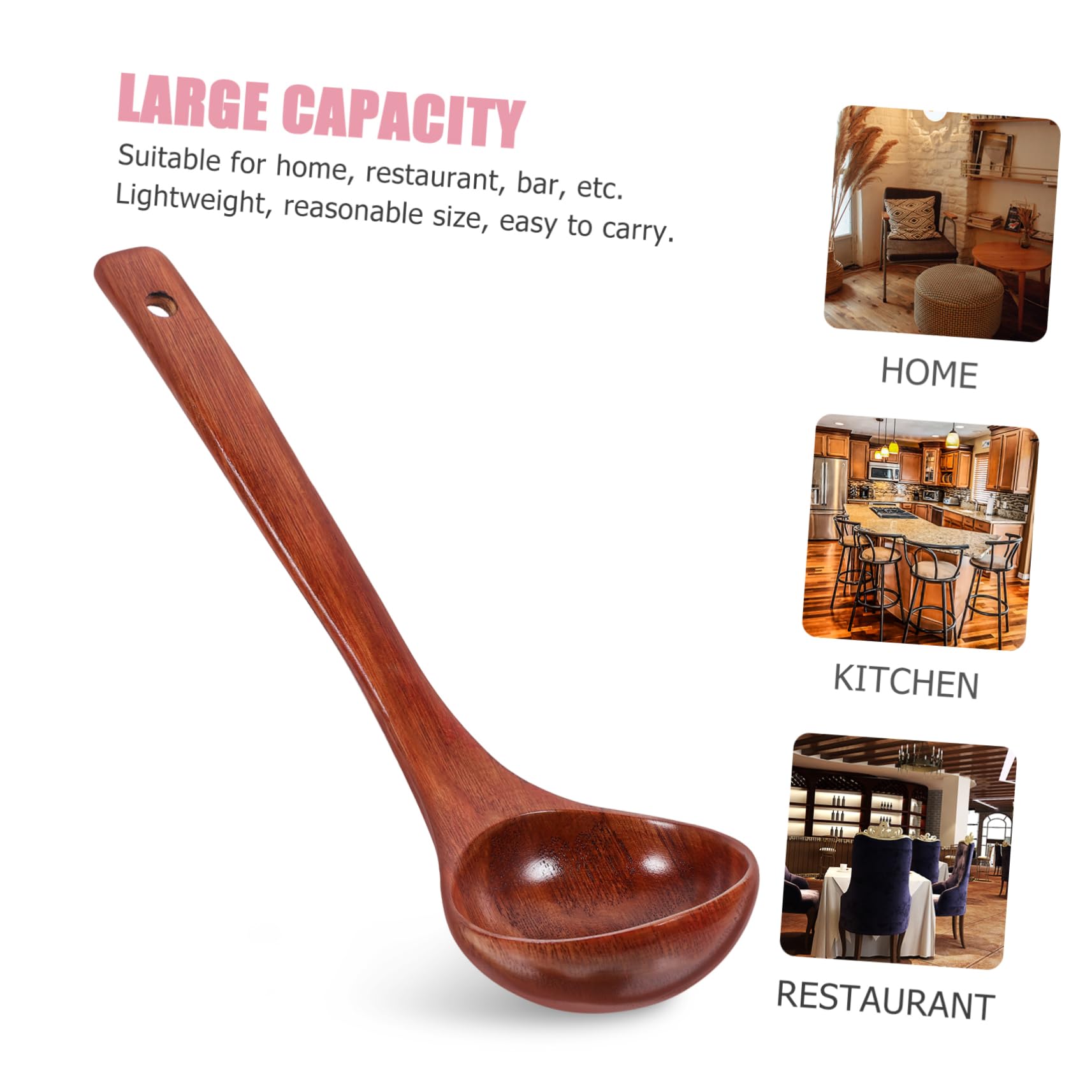 NAMOARLY Wooden Soup Ladle Large Size Cooking Ladle Asian Soup Spoons for Kitchen