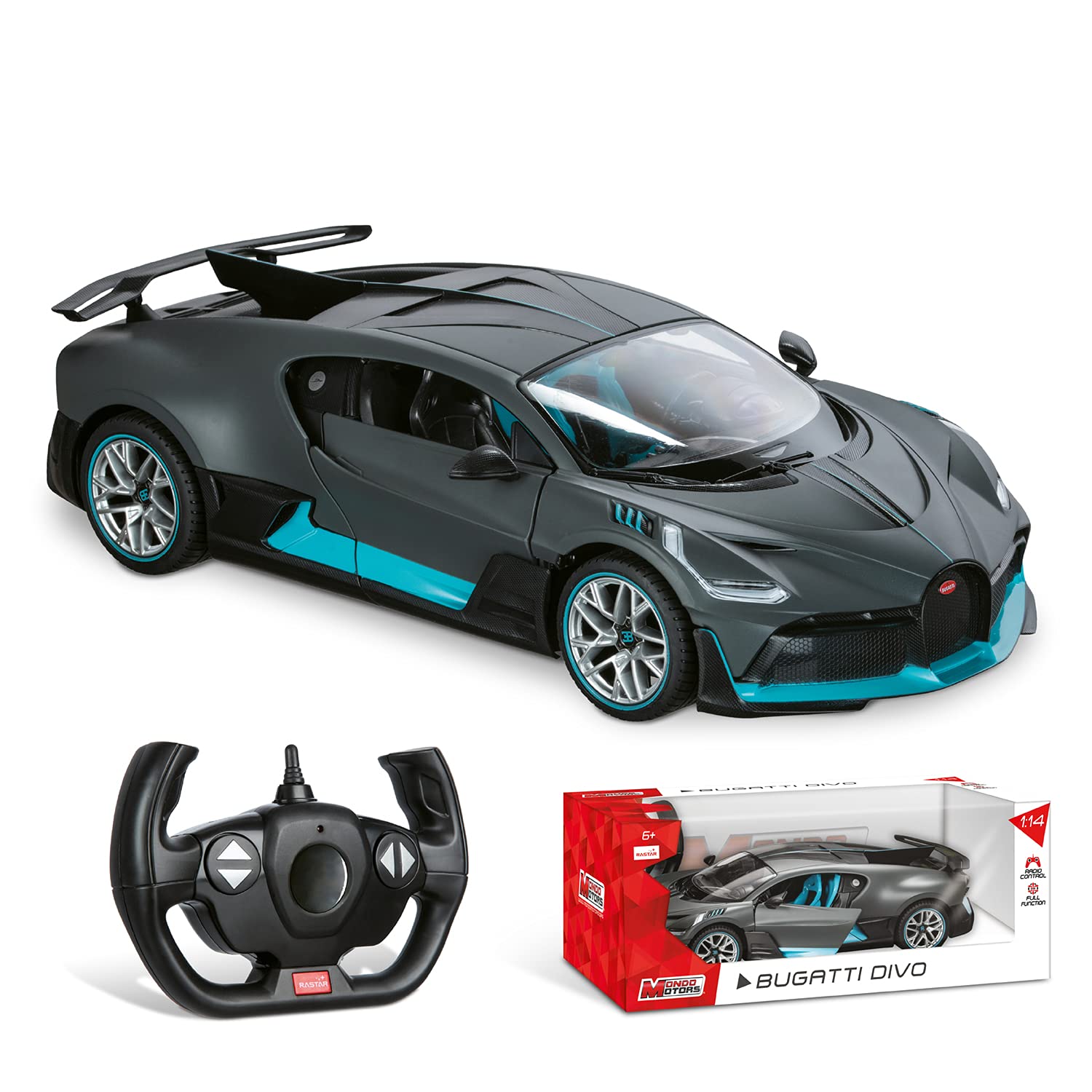 Mondo Motors BUGATTI DIVO, Modello in Scala 1: 14, fino a 10 km/h di Velocità, Auto Giocattolo per Bambini 63688, metal