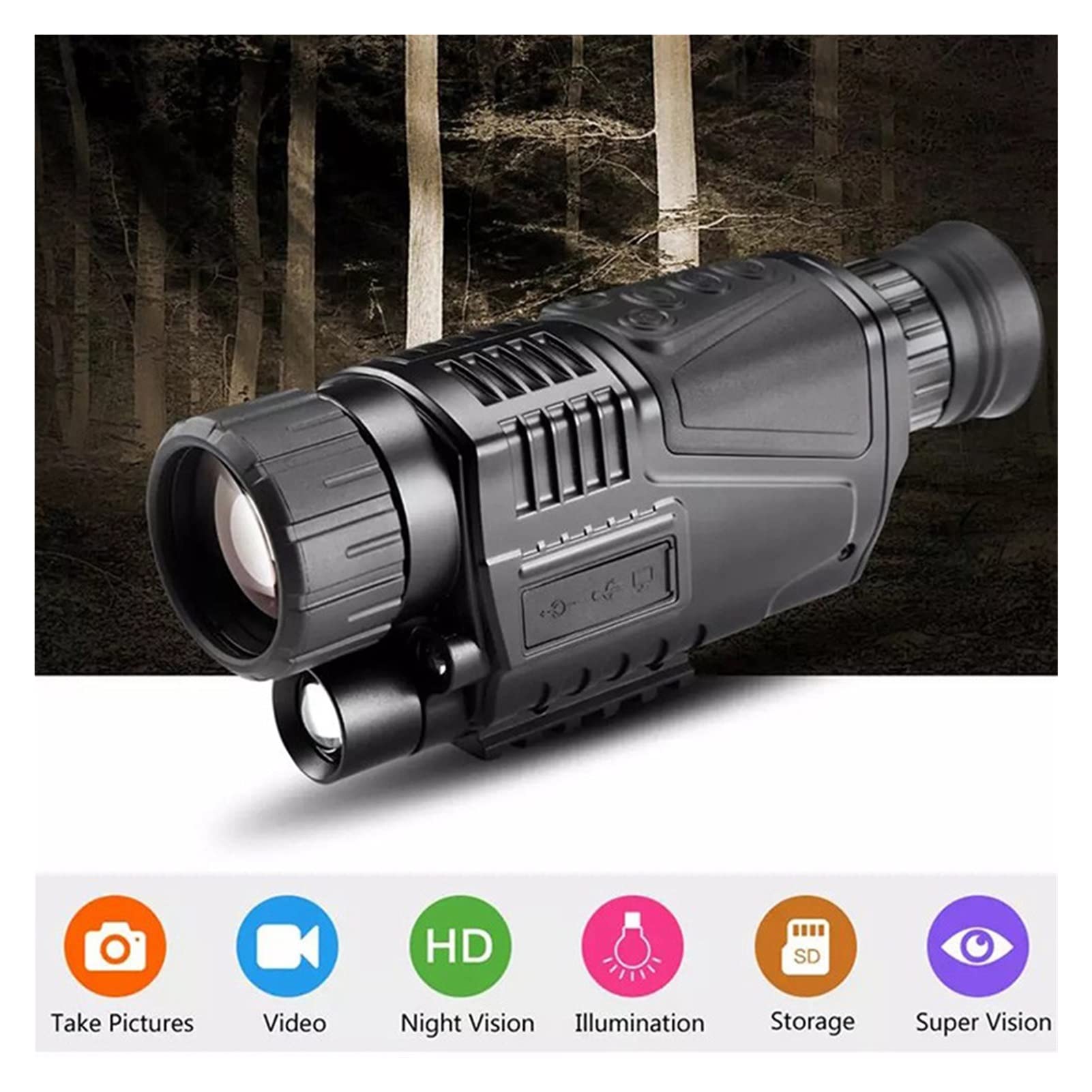 Kamera do zdjęć dzikiej przyrody Night Vision Monocular Telescope HD. Cyfrowy monokularny podczerwień Rób zdjęcia i filmy Odtwarzanie funkcji do polowania Eksploracja, bezpieczeństwo domowe
