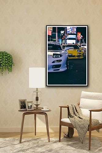 Miniatura 3 de zhufuyl Póster de auto RX7 JDM Cars Posters Neon Retro Car Poster Japón Supercar Personalidad Pintura Decorativa Arte de Pared Pósters Regalos 12x18