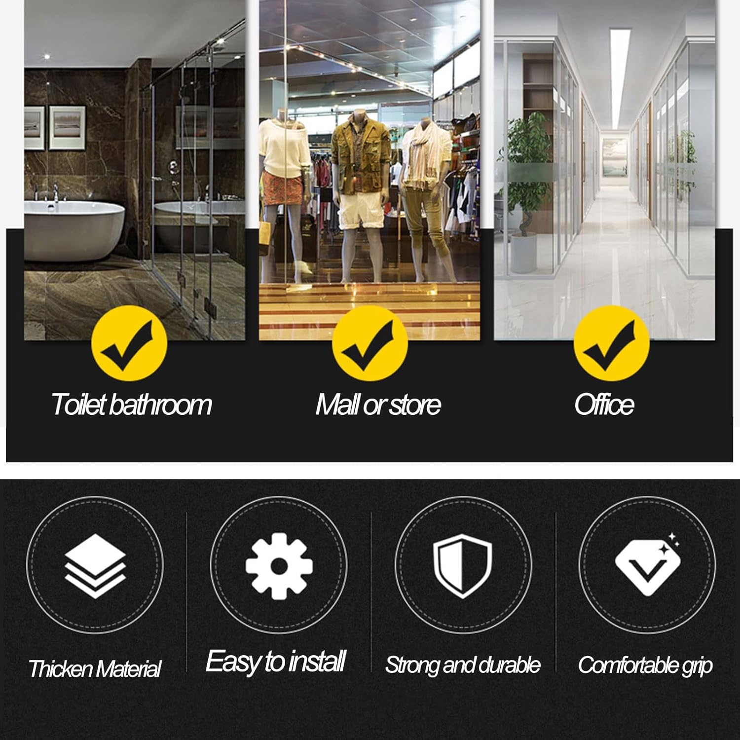 Bathroom Glass Door Handle Stainless Steel, Replacement Sets Internal/External Doors Push Pull Bar Shower Door Knobs Handles (Size : 145MM)