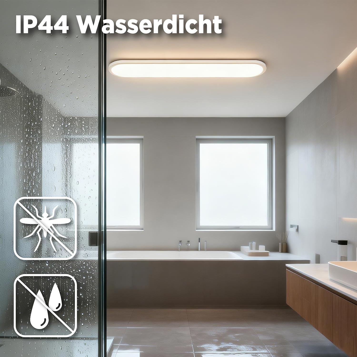 LED Deckenleuchte mit Fernbedienung 36W Dimmbar 2700K-6500K 4900lm IP44 Wasserfest Speicherfunktion Nachtlicht für Wohnzimmer Schlafzimmer Küche Badezimmer Flur 80x20cm Oval Weiß