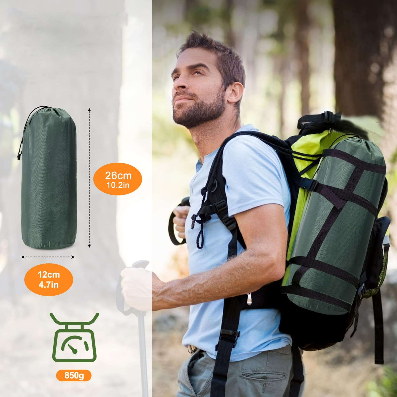 CALIYO Isomatte Camping – Verdickte Luftmatratze mit FußpressPumpe, Ultraleicht & Wasserdicht | Integriertes Kopfkissen, Kleines Packmaß für Outdoor, Wandern, Zelte & Reisen