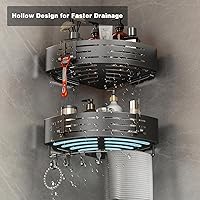 Vista 3 de Voldra Corner Shower Caddy Suction Cup, 2 Pack Corner Shower Shelves No Drilling, Aluminum Upgrade Suction Cup Shower Organizer with Towel Bar &