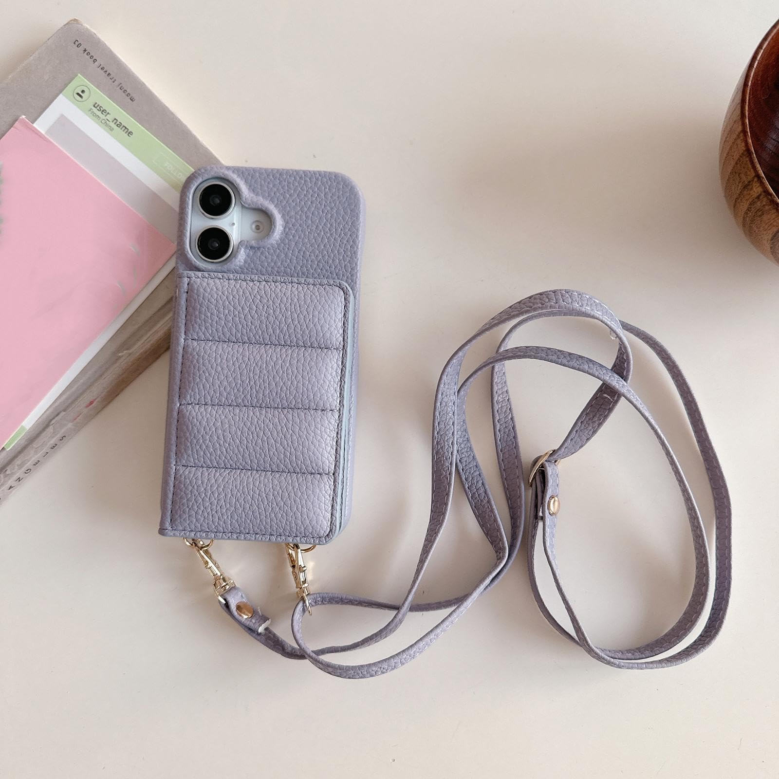 Do iPhone'a 13 Pro Luksusowy Portfel Etui Smyczkowe Lichee Wzór Skórzana Obudowa Odporna Na Wstrząsy (Do iPhone'a 13 Pro/Fioletowy)
