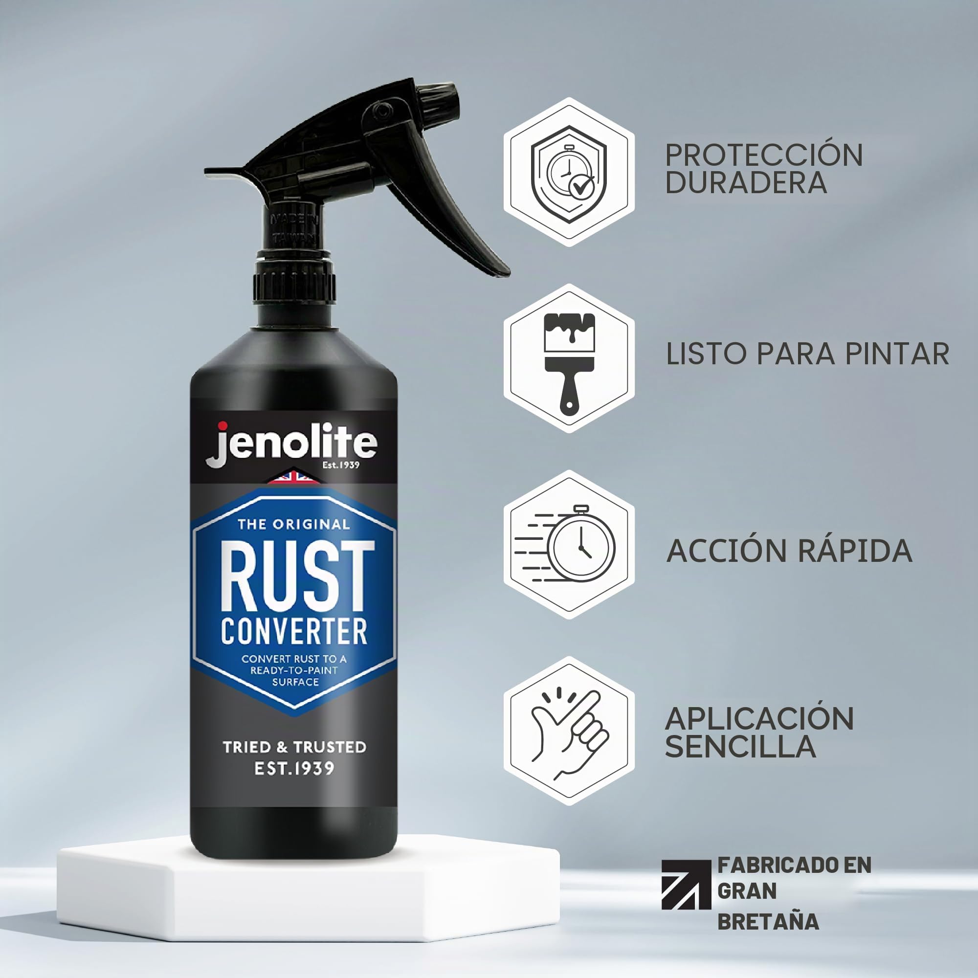 JENOLITE Convertidor de óxido spray | 500 ml | Tratamiento para óxido