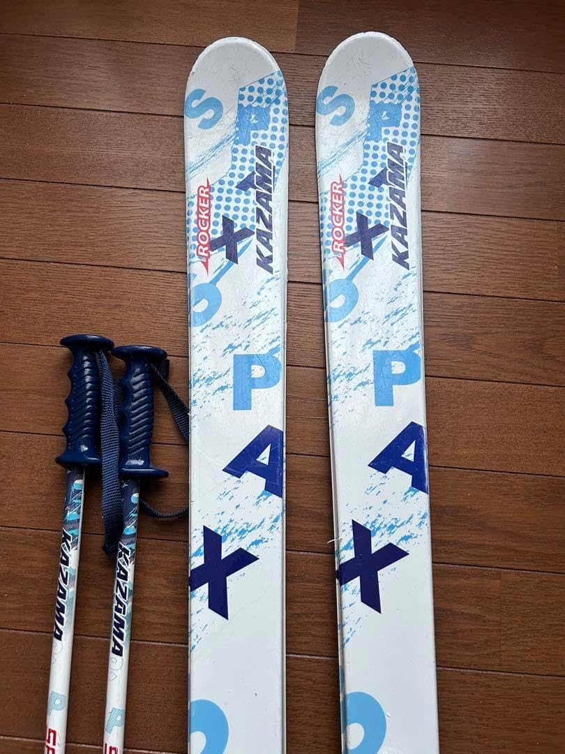 KAZAMA スキー板とビンディングとストック 3点セットKAZAMAなど スキー