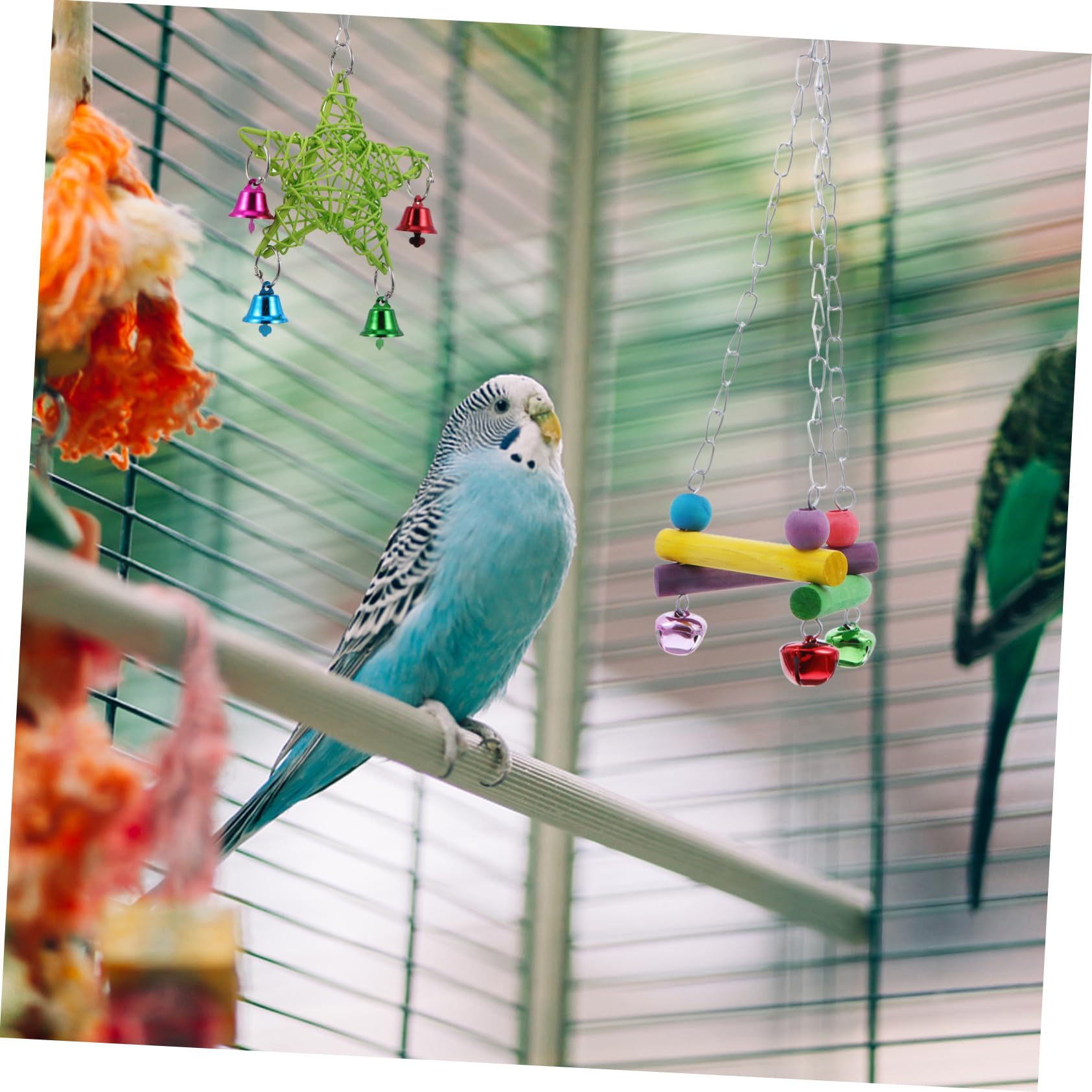 COLLBATH Vogelkäfig Spielzeug Hängendes Glocken Schnabel Spielzeug 5 Stück für Papageien und Vögel Fördert Intelligenz