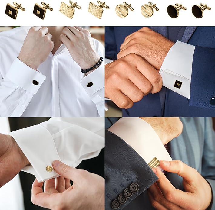 Mancornas COMNICO 4 Pares Dorado/Plateado para Hombre miniatura 5